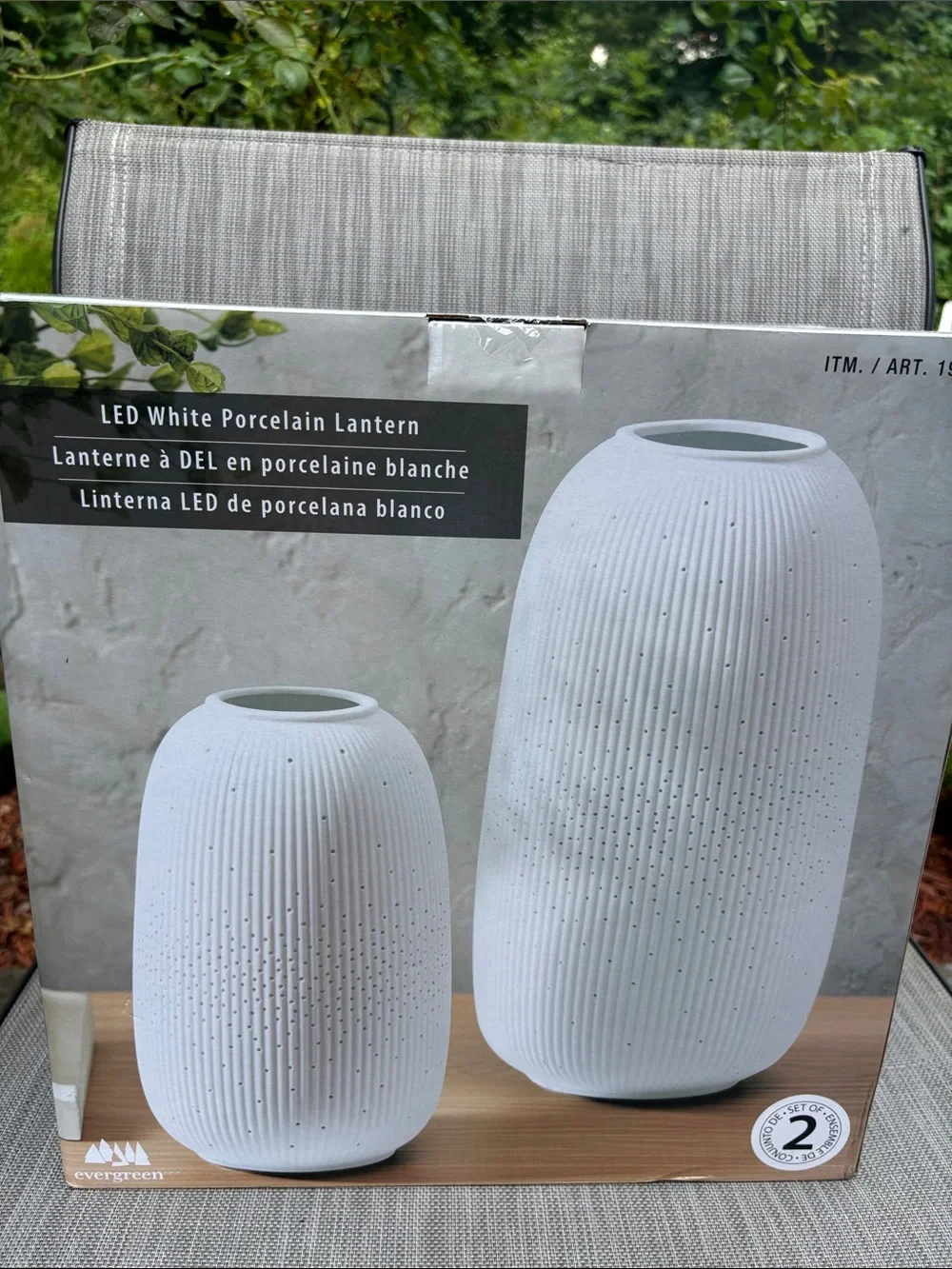 Evergreen LED Porcelain Lantern Accent Lamp Set Of 2 White Rechargeable USB NIB
